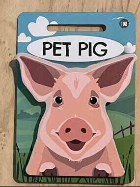 Pet & Critter PET PIG Wooden Bag Clip, Fridge Magnet NWT